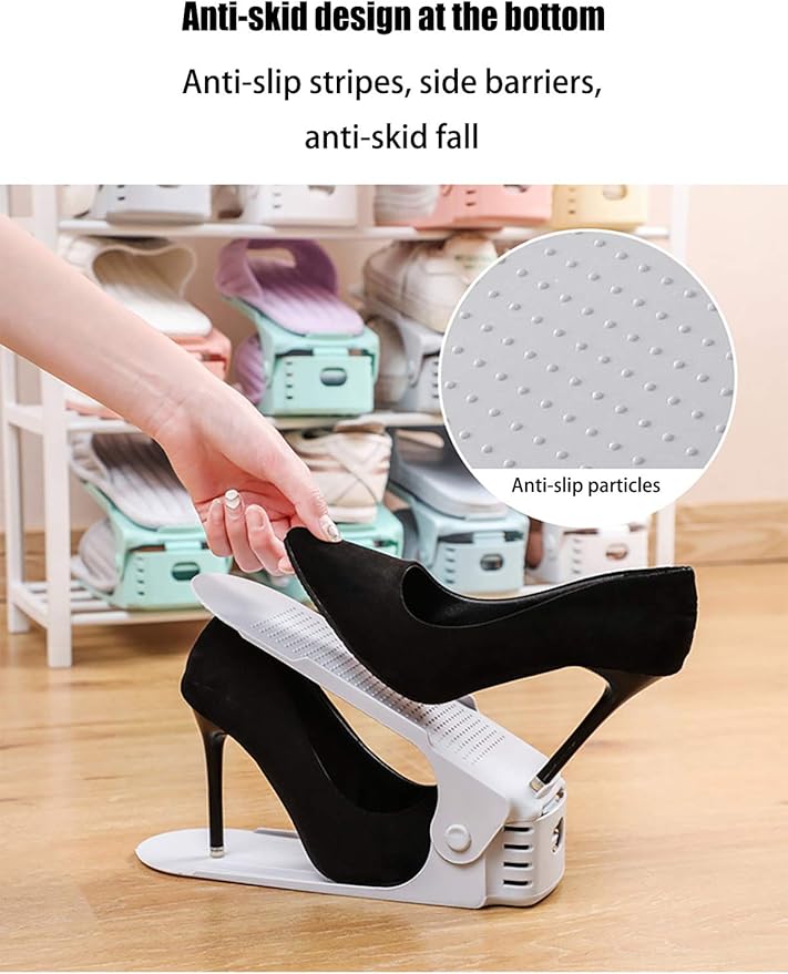Shoe Slots Organizer 36 Pack, Adjustable Double Layer Stack Shoe Rack, Shoe Stackers for a Pair of Shoes,50% Space-Saving Storage Shoe Rack Holder for Closet Organization,Black