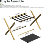 Luggage Rack, Folding Luggage Rack for Guest Room, Bamboo Suitcase Stand Holds up to 131 lb, Luggage Stand with Storage Shelf for Hotel, Bedroom (1 Pack)