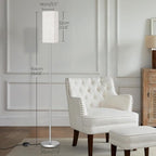2Pack Floor Lamp, Pole with Foot Switch, Modern Standing Lamp Lamp, Minimalist Freestanding Lamp (Bulb Not Included), for Living Room, Bedroom Office ETL Listed, Silver and Beige SE07LDP205