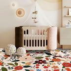 U'Artlines 6x9ft Floral Area Rug, Machine Washable Ultra Soft Low Pile Non Slip Non Shedding Accent Floor Carpet for Living Room, Bedroom, Dining Room, Office (Beige)