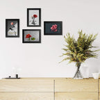 Egofine 4x6 Picture Frames Set of 4, Made of Solid Wood Covered by Plexiglass 3x4.5 and 3.5x5 with Mat or 4x6 without Mat, for Table Top Display and Wall Mounting Photo Frame Black