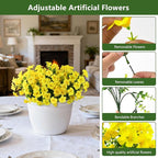 INQCMY Artificial Fake Plants Flowers for Outdoor Spring Decoration,12 Bundles Faux Silk Morning Glory Flowers for Outside UV Resistant Realistic Fake Plants for Planter Porch Patio Balcony Yard Decor