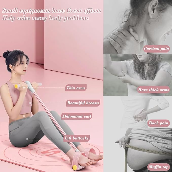 Foot Pedal Resistance Band,6-Tube Pedal Puller Resistance Rope,Yoga Elastic Exercise Bands, for Women Jump Fitness, Abdomen/Arm Weight/Waist/Leg Stretching Slimming Training
