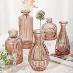 Glass Bud Vase Set of 32 Pcs, Small Glass Vases for Flowers, Amber Bud Vases in Bulk, Vintage Vases for Wedding Centerpieces, Wedding Decorations, Home Table Flower Decor