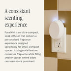 Pura Home Mini Fragrance Diffuser for Small Spaces Adjustable Smart Home Device with LED Light & Automatic Vial Detection - Includes 1 Scent Refill - Linens & Surf