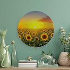 sunflower theme Decorative Ceramic Plate Round Porcelain Plate,10 inch,Field pattern,for Decorative Ornaments Giving Plates,1 Plate with 1 Display Stand,Orange Red Gold