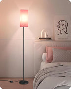 Floor Lamp, Pole with Foot Switch, Modern Standing Lamp Shade, Minimalist Freestanding Lamp (Bulb Not Included), for Living Room, Bedroom Office ETL Listed, Black and Pink P07LD05