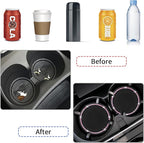 4 Pack Car Coasters, Universal Vehicle Bling Car Coaster, Cute Rhinestone Coaster for Cup Holders,Interior Accessories 2.75'' Silicone Anti Slip Car Coasters for Women (Pink Crystal Circle)