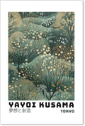 Yayoi Kusama Inspired Poster Japanese Botanical Wall Art Abstract Yayoi Kusama Print Modern Ukiyo-e Japanese Gallery Wall Decor 24x36in Unframed for Home Bedroom Decorations