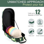 Hard baseball hat case, Hat Carrier Travel Case with Adjustable Shoulder Strap, Hat cap case for 12 Baseball Caps - Perfect for Traveling & At-Home Storage (Camo Green)