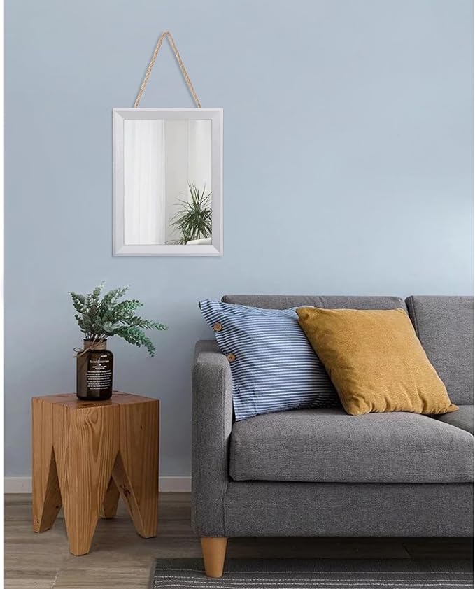 AAZZKANG Rectangular Wall Mirror Decorative Wood Framed Mirrors for Farmhouse Bedroom Bathroom Living Room Entryway Hanging Home Decor Small