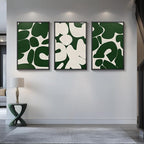 Large Framed Green and White Abstract Wall Art for Living Room, Set of 3 Minimalist Canvas Prints Paintings Artwork for Walls, Mid-Century Modern Pictures for Entryway, Hallway Wall Decor 24x36 In