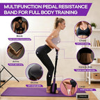 Multifunction Pedal Resistance Band with Handle, 3 Tube Adjustable 30/40/50LB Foot Pedal Puller Resistance Bands with Poster, Extended Length Tension Rope for Men Women Full Body Workout Home Gym