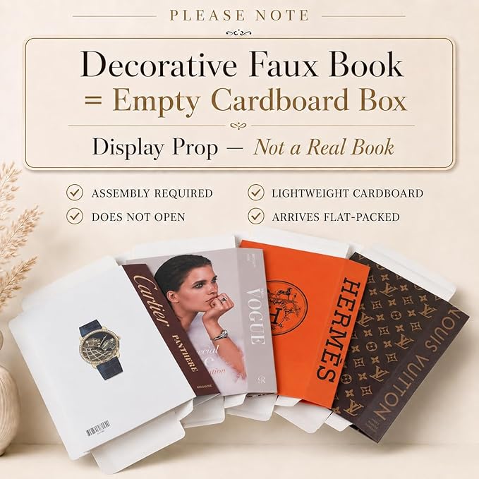 PROBENEX Glam Large | 4 PCS Faux Decorative Books for Home Decor | Not Real Books (Cardboard Boxes) | Coffee Table, Bookshelf & Shelf Styling Display Props for Living Room, Office
