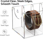 FEMELI Belt Organizer, Acrylic 5 Compartments Container Storage Holder, Clear Display Case for Closet Tie and Bow Tie