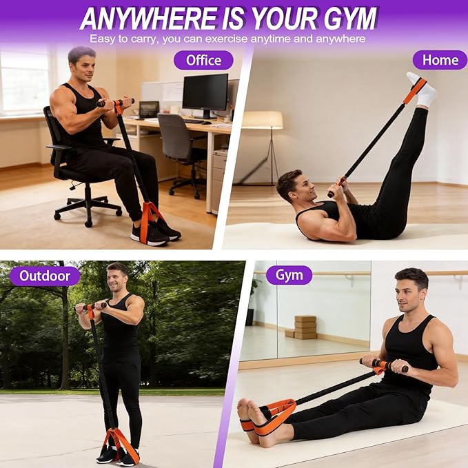 2026 Upgrade Pedal Resistance Bands with Handle - Multifunction Foot Pedal Resistance Band with Training Poster - Fashion Puller Exercise Equipment for Abdomen, Waist, Arm, Core, Leg - 55LBS