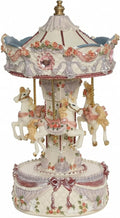Vintage Carousel Music Box - Rotating Horse Musical Figurine,Carrusel De Navidad, Ideal Birthday, Christmas, Valentine's Day Gift for Girls, Women, Girlfriend, Mom Home Décor & Gift(Off White)