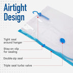 4 Pack Hanging Vacuum Storage Bags for Jackets, Clothes, Suits and Dresses – Vacuum Sealed Compression Bags with Hand Pump – Space Saver Storage Bags for Moving, Travel & Organization (2S & 2L)