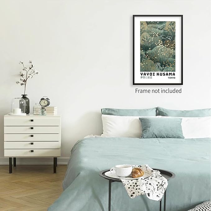 Yayoi Kusama Inspired Poster Japanese Botanical Wall Art Abstract Yayoi Kusama Print Modern Ukiyo-e Japanese Gallery Wall Decor 8x10in Unframed for Home Bedroom Decorations