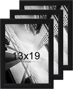 KTKDE 13x19 Picture Frame Set of 3,black Wooden frames, Vertical & Horizontal Wall Hanging for Wall Display,Studio Gallery Photo Frame for Photos, Posters & Art Prints