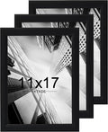 KTKDE 11x17 Picture Frame Set of 3,Black Wooden frames, Vertical & Horizontal Wall Hanging for Wall Display,Studio Gallery Photo Frame for Photos, Posters & Art Prints