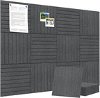 Large Cork Board Alternative 48” X 36” Felt Bulletin Board Tiles, with 30 Pushpins, 60 Adhesive Tabs,12-Pack Slat Wall Paneling, Cork Boards for Office Push Pin Board Felt Board - Dark Gray