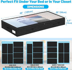 4 Inch Low Profile Under Bed Storage Drawer 2 Pack, Lightweight Underbed Clothes Storage Container Bins with NO STURCTURE, Shallow Storage Bag for Dorm & Home, With Clear Lids & Water-Resistant Fabric