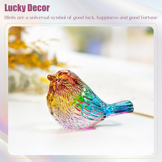 H&D HYALINE & DORA 3" Colorful Glass Bird Figurine Miniature Blown Glass Birds Bird Gifts for Bird Lovers Women Men Animals Collectible Figurines for Desk Table Decor