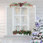 CISDUEO Christmas Decoration Floral Greenery with Berries and Christmas Balls Red Pinecone 27.55 Inch Wreath Xmas Door Swag for Front Door Festival Decor Wall Arch Window