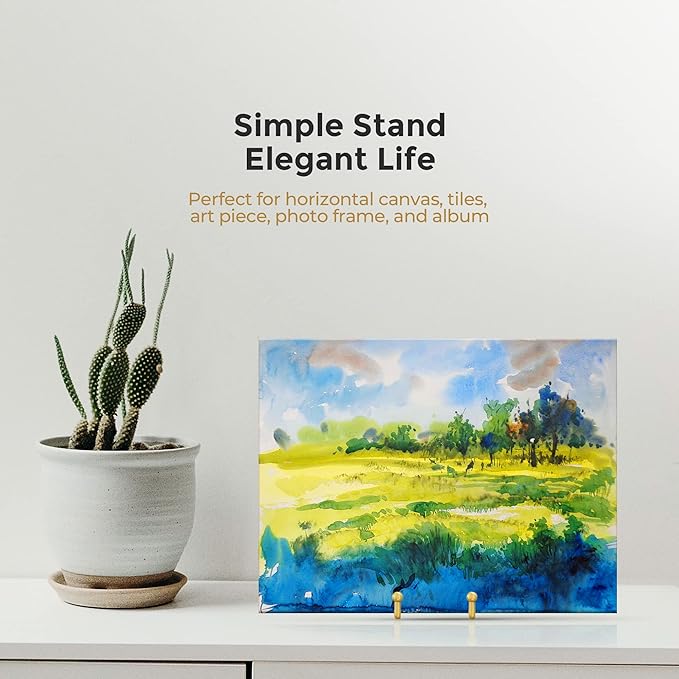 TR-LIFE 4 Pack 6 Inch Plate Stands for Display - Metal Easel Holder Stand for Picture Frame, Decorative Plate, Photo, Tabletop Art (Gold)