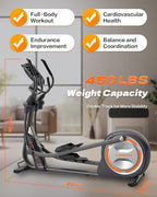 GYMOST Elliptical Machine, Elliptical Exercise Machine for Home with Hyper-Quiet Magnetic Drive System, Elliptical Trainer with 32 Resistance Levels, Large LED Monitor