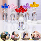 Movdyka Red Rose Crystal Flower Glass Roses Bouquet Gifts for Women Wife Mom Collectible Blown Glass Figurines Home Desk Decor Ornaments for Wedding Birthday Mothers Day Anniversary