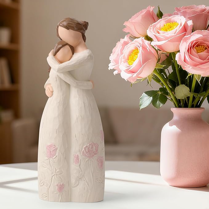 Gifts for Mom from Daughter - Sculpted Hand-Painted Mother and Daughter Figurines, Perfect for Birthday, Mother's Day, Thanksgiving and Christmas.