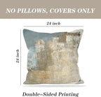 Grey and Beige Abstract Art Contemporary Pillow Cover, Modern Neutral Decorative Throw Pillows Cushion Cover for Bedroom Sofa Living Room 24 x 24 Inch Set of 2