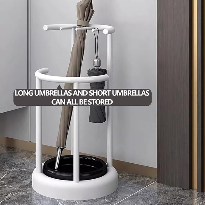 Metal Umbrella Stand, Modern Holder with Removable Water Tray, Standing Cane Storage Organizer for Home, Office, Hotel