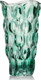 CEMABT 9.5inch 3.4 lb Glass Vases for Flowers Unbreakable Thickened Morden vase for Tables Centerpieces,Colorful,Vintage and Clear Rose Large Flower vases for Bouquet Unique Gifts（Green）