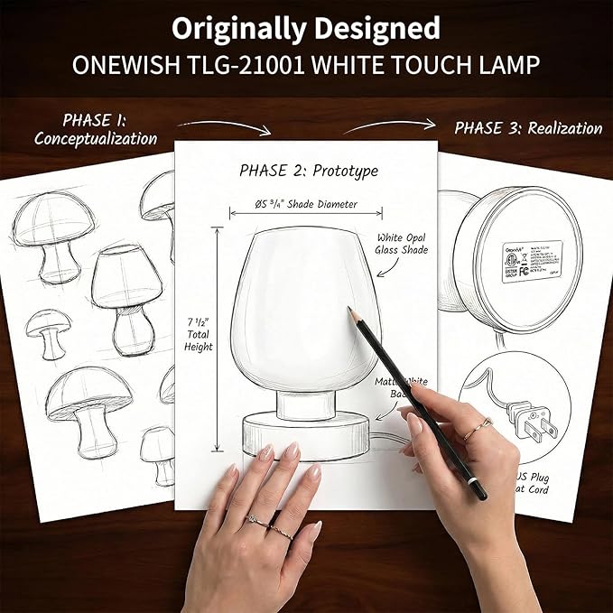 Touch Bedside Table Lamp Set of 2 - Small Modern Table Lamp for Bedroom Living Room Nightstand, 3-Way Dimable Desk lamp with White Opal Glass Lamp Shade, 2700K LED Bulb, Simple Design Home Decor
