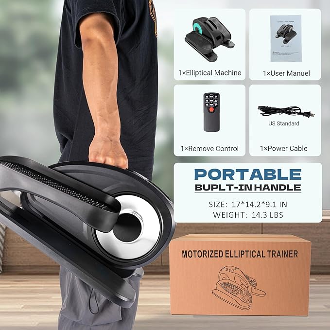 Under Desk Elliptical Machine, Portable Elliptical Ellipse Leg Exerciser for Seniors Quiet Electric Foot Pedal Exerciser for Home with Remote Control