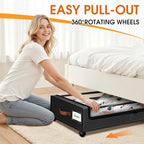 Under Bed Storage with Wheels 1Pack Storage Containers with Clear Window&Label Under Bed Drawers Rolling Under Bed Storage for Clothes,Shoes, Blankets (30.71 x 16.93 x 6.69 in, Black)