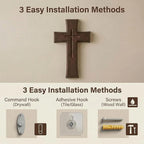 YOYAI Wooden Cross Wall Decor, Handcrafted Christian Cross 9.96”, Solid Wood Religious Wall Hanging, Faith Home Decor for Prayer Room, Baptism Gift, Easter & Christmas