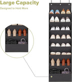 2 Pack Shoe Organizer with 6 Extra Large Pockets and 4 Large Pocket, Over the Door Sturdy Closet Storage Rack, Hanging Shoe Organizer for Shoes, Sneakers, Black