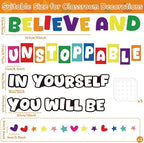 gisgfim Classroom Bulletin Board Decoration Set Colorful Classroom Decorations Wall or Door Decor for Kindergarten Preschool Elementary Middle School(Believe in Yourself You Will Be Unstoppable)