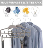 FairyHaus Belt Hanger Organizer 2 Pack, Non Slip Tie Rack Holder, Durable Hanging Closet Accessory Hooks for Belts, Ties, Jewelry, Scarves, Tank Tops, Grey