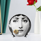 Lina Cavalieri Plate, Wall Decorative Plate, Mysterious Face Plate Wall Hanging Decoration,Including Bracket And Special Spring HooK,style-2,7inch