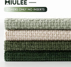 MIULEE Pack of 4 Couch Throw Pillow Covers 22x22 Inch Neutral Green Soft Decorative Chenille Pillow Covers Farmhouse Accent Cushion Covers for Boho Spring Home Decor Sofa Bedroom Living Room