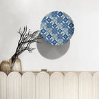 Turkish Decorative Plate Stand, 10 Inch, Blue and White Round Display Plate, Handmade Ceramic Ornament, for Display Living Room Kitchen Closet Table Decor