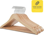 Wooden Hangers 30 Pack Clothes Hanger for Daily Used,Coat Hangers for Closet,Heavy Duty Wood Hanger for Suit, Shirts, Jackets, Dress, Pant （Light Natural）