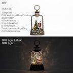 9.6" Christmas Snow Globe Lantern with Santa Claus - Water Swirling Glitter LED Light Musical Lantern with Exterior Decor - Vintage Xmas Gifts - USB Plug or Battery Operated Home Decor (Santa & Dog)