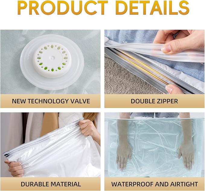 Vacuum Storage Bags with Electric Air Pump, 20 Pack (5 Jumbo, 5 Large, 5 Medium,5 Small) Space Saver Bag, Space Saver Bag, Vacuum Sealer Bags for Clothes, Blanket, Duvets, Pillows, Comforters, Travel