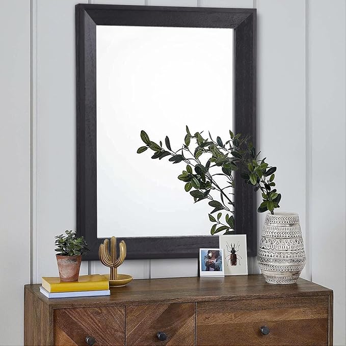 AAZZKANG Black Mirrors for Wall Rectangle Wood Framed Large 26"x18" Decorative Wall Mirror for Bedroom Bathroom Living Room Dressing Room Entryway